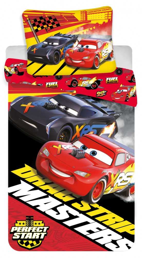 Patalynė bawełniana 140x200 Cars McQueen Jackson Storm Zygzak raudona Auta Masters 3044 poszewka 70x90
