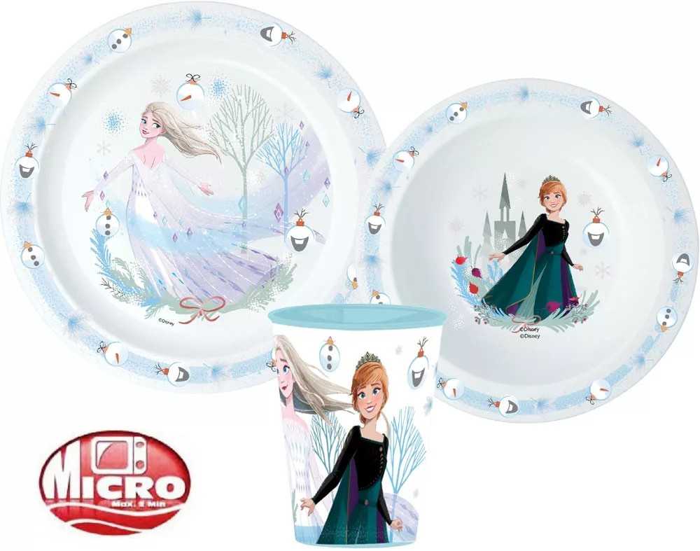 „Disney Frozen“ kalėdinė prijuostė ir plastikinis vakarienės rinkinys