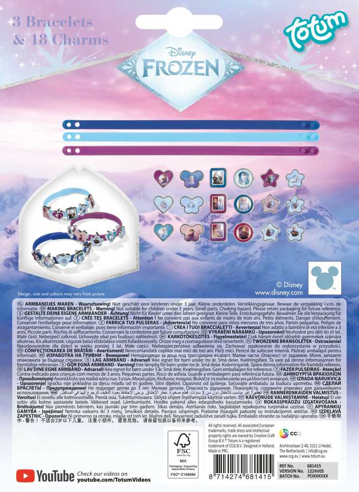 TOTUM FROZEN kūrybinis rinkinys Bracelets and Charms, TT681415