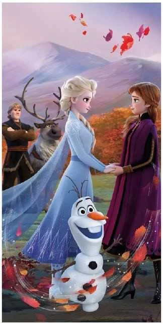 Rankšluostis Ręcznik plażowy 70x140 Frozen 2 Kraina Lodu 9619 Anna Elsa Olaf na wietrze dziecięcy