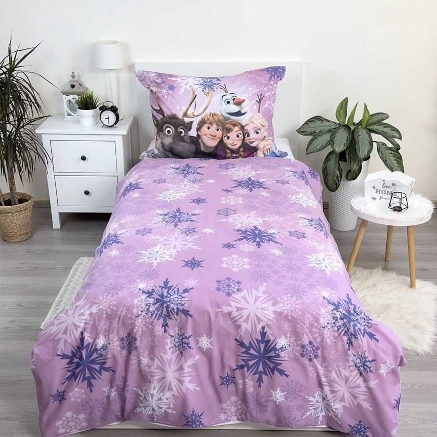Patalynės komplektas Patalynė bawełniana 140x200 Frozen violetinė poszewka 70x90 Kids25