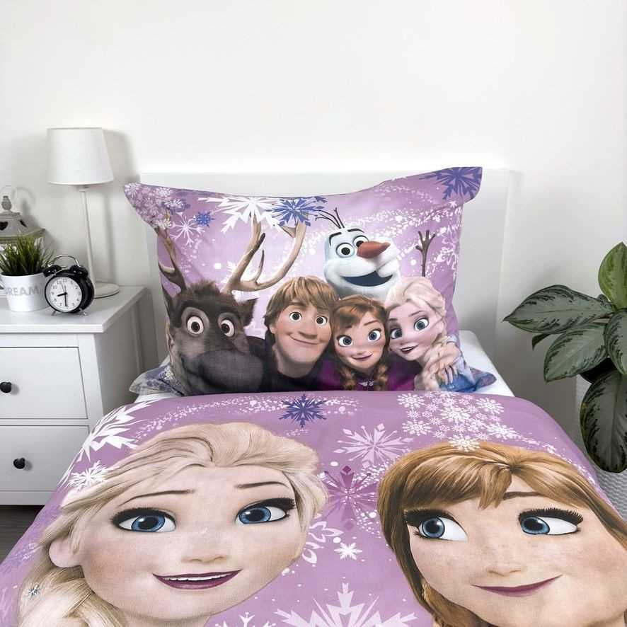 Patalynės komplektas Patalynė bawełniana 140x200 Frozen violetinė poszewka 70x90 Kids25