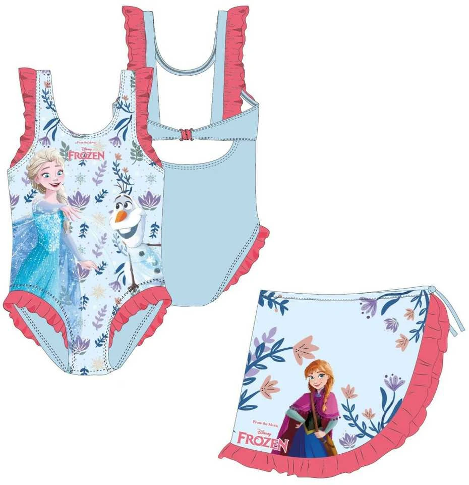 „Disney Frozen“ vaikiškas maudymosi kostiumėlio ir sarongo komplektas 5-6 metams / 110-116 cm