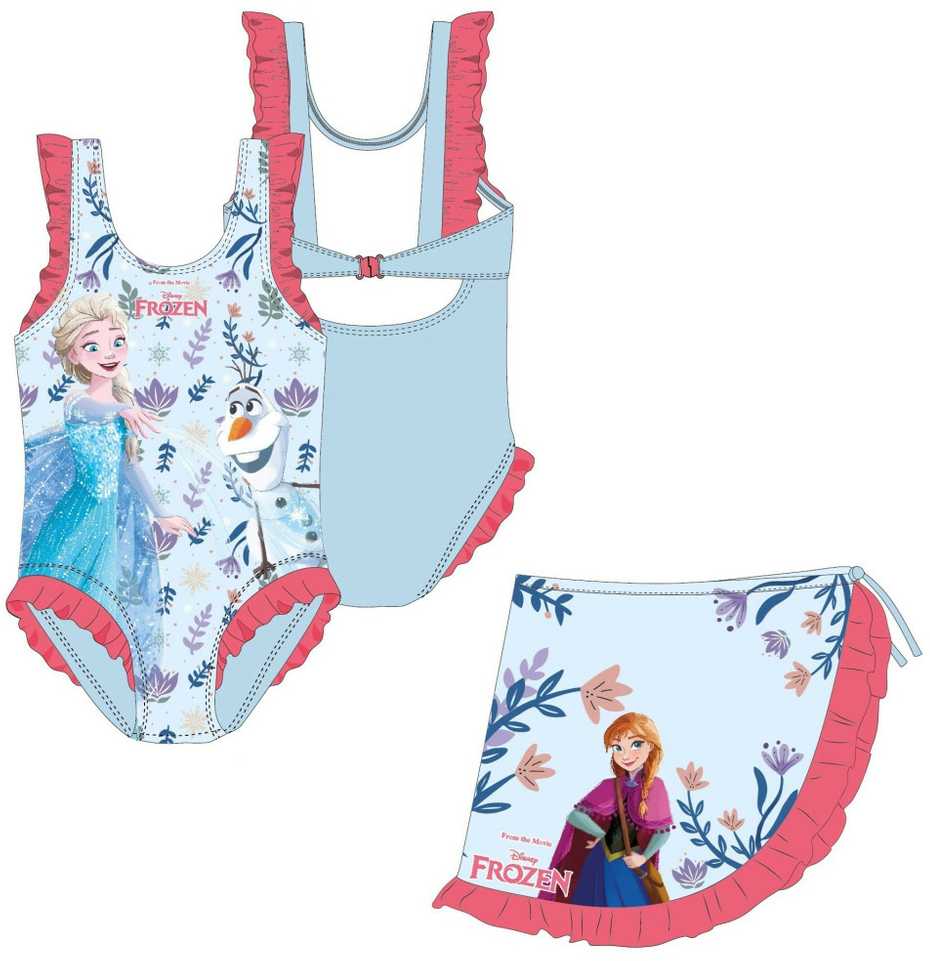 „Disney Frozen“ vaikiškas maudymosi kostiumėlio ir sarongo komplektas 3-4 metams / 98-104 cm