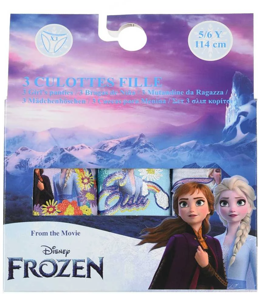 Disney Frozen vaikiški apatiniai, kelnaitės (3 vnt./pakuotė, 3/4 metai)