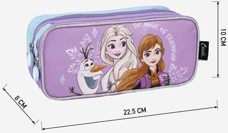 „Disney“ „Ledo šalies“ magijos dviejų skyrių pieštukų dėklas, 22,5 cm