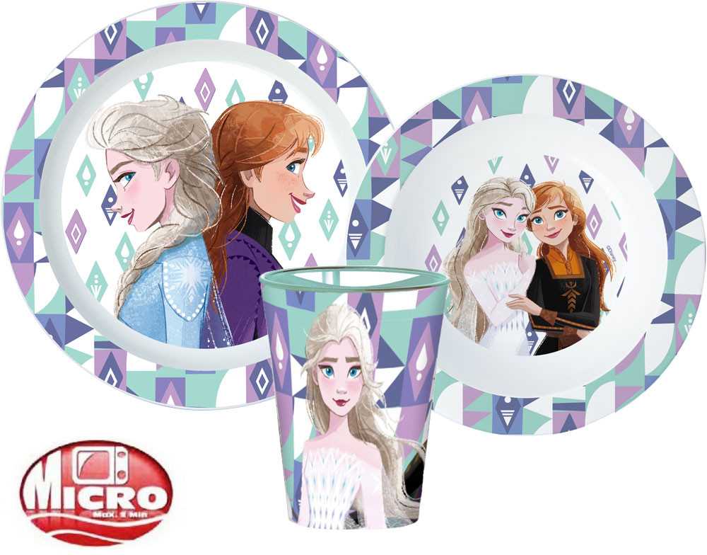 „Disney“ „Ledo šalies“ mikroplastiko vakarienės rinkinys su 260 ml stikline