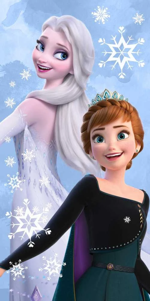 Rankšluostis Ręcznik plażowy 70x140 Frozen Kraina Lodu Anna i Elsa Sisters 06 mėlyna dziecięcy bawełniany Kids25