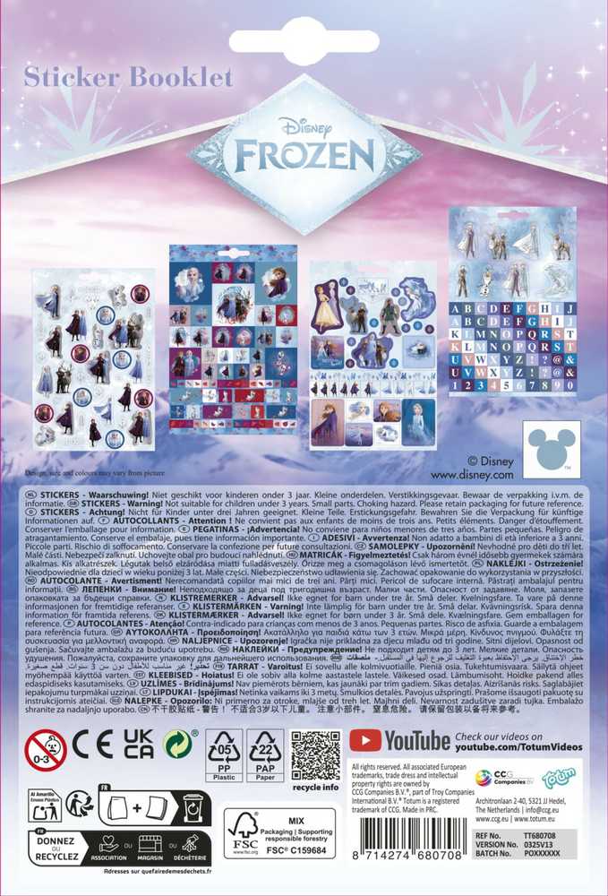 TOTUM lipdukų albumas Frozen 2, 4 lapai, 680708