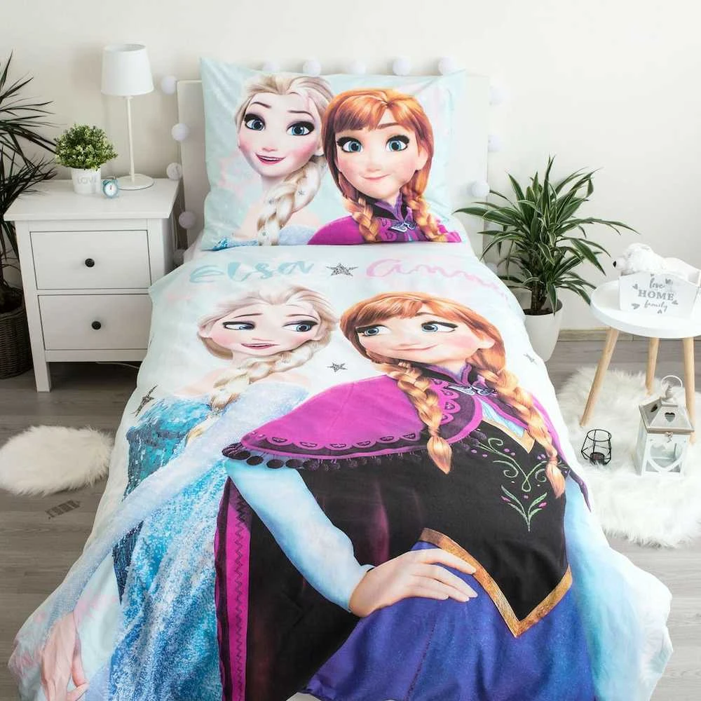 Patalynė bawełniana 140x200 Frozen Kraina Lodu melsva poszewka 70x90 Jf24