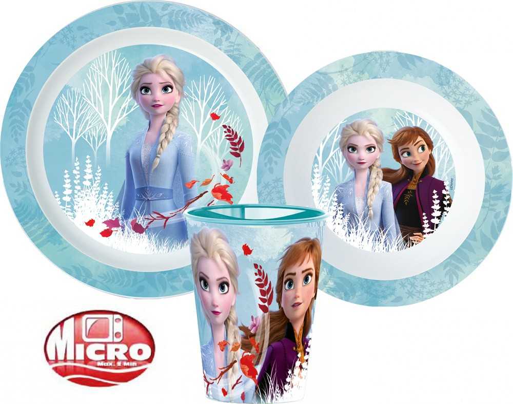 „Disney“ „Ledo šalis“ vakarienės rinkinys, mikroplastiko, su puodeliu 260 ml