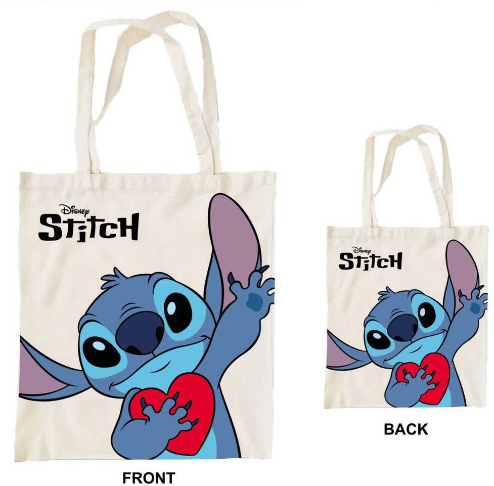 „Disney Lilo and Stitch“ širdelės formos drobinis pirkinių krepšys, 44 cm