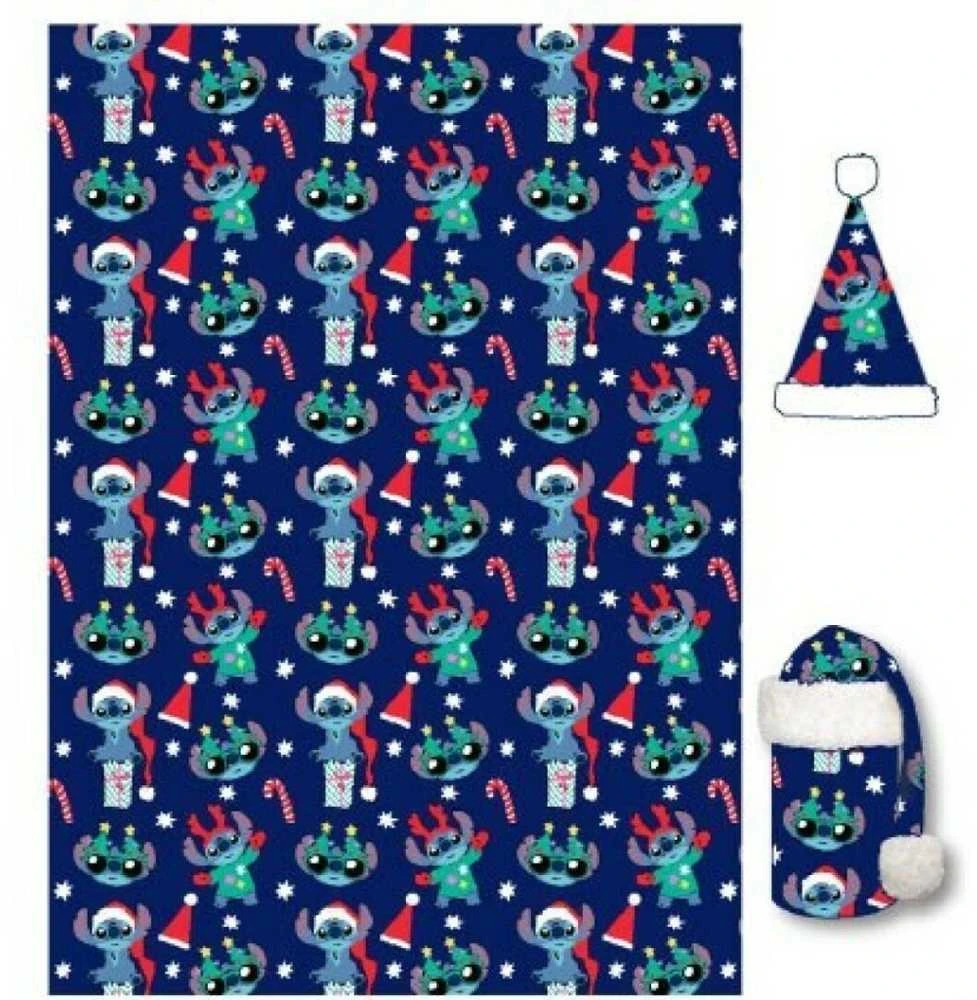 Disney Stitch Coral blanket + hat set