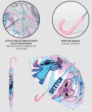 Disney Lilo ir Stitch angelas vaikiškas permatomas skėtis √ò71 cm