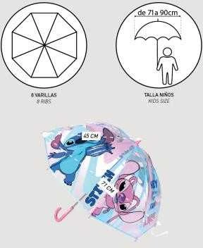 Disney Lilo ir Stitch angelas vaikiškas permatomas skėtis √ò71 cm
