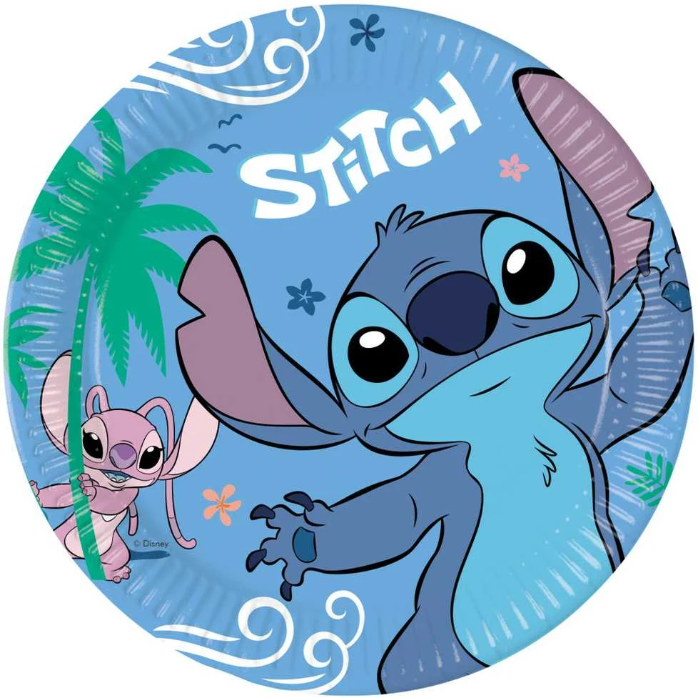 GoDan „Stitch & Angel“ popierinės lėkštės, 23 cm, 8 vnt. 96794