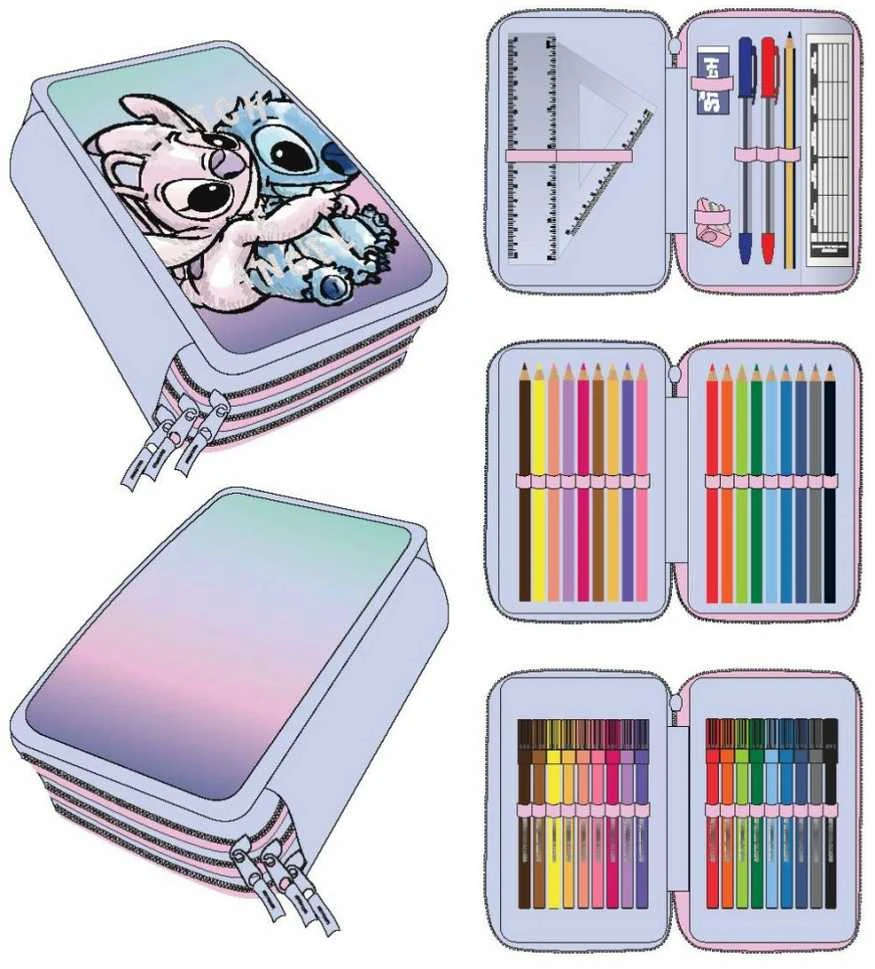 CERDÁ Disney Stitch trigubas pieštukų dėklas