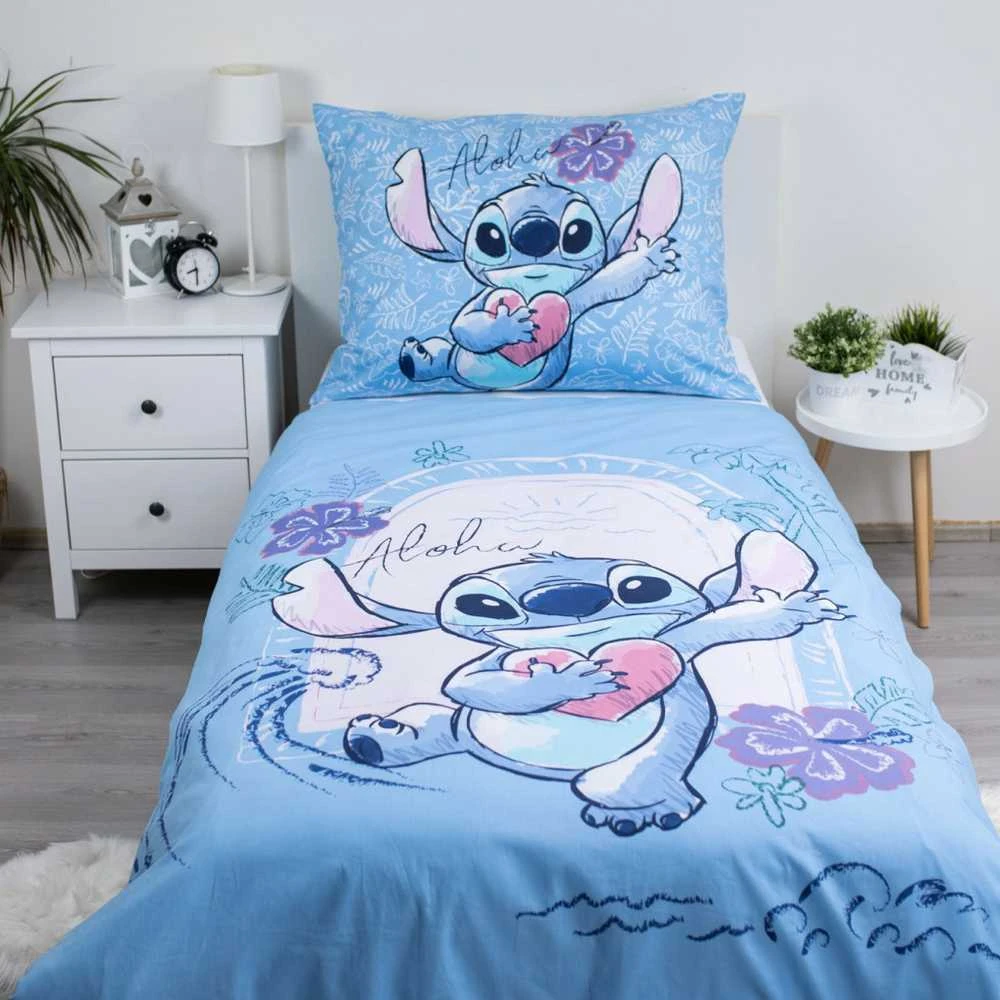 Jerry Fabrics Patalynė 140x200 Lilo and Stitch Wave mėlyna pagalvės užvalkalas 70x90