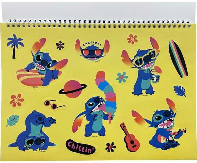 Disney Lilo ir Stitch Chillin' A/4 spiralinė eskizų knyga, 40 lapų su lipdukais