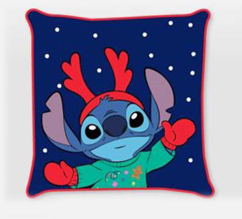 Disney Lilo ir Stitch Kalėdinis pagalvėlės užvalkalas su elnio ragu, 40x40 cm, aksomas