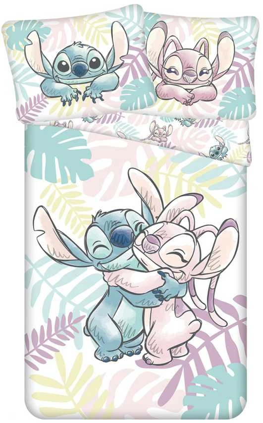 Patalynė bawełniana 140x200 Lilo i Stitch liście pastelowa kolorowa poszewka 70x90 JF24