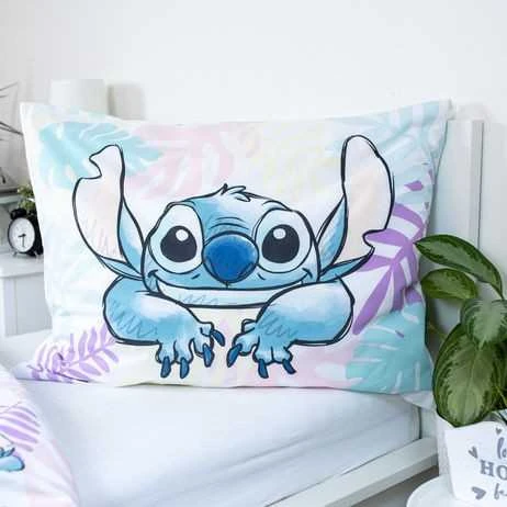 Patalynė bawełniana 140x200 Lilo i Stitch liście pastelowa kolorowa poszewka 70x90 JF24