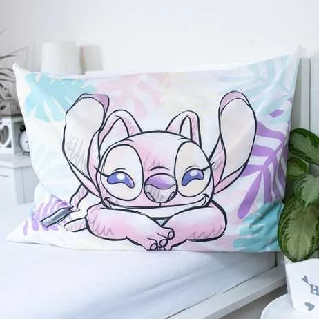 Patalynė bawełniana 140x200 Lilo i Stitch liście pastelowa kolorowa poszewka 70x90 JF24