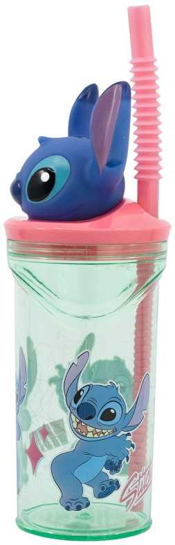 Disney Lilo ir Stitch lengvai išsiblaškęs 3D plastikinis šiaudelis 360 ml