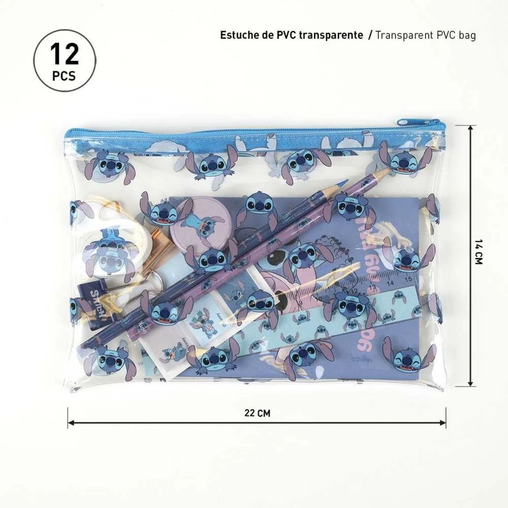 Set de Papetărie Stitch Mėlyna (12 pcs)