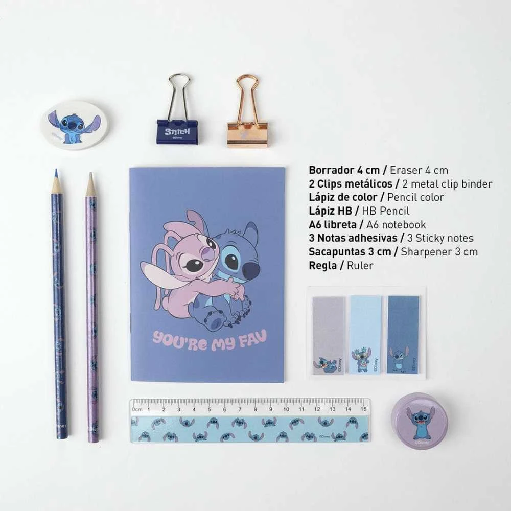 Set de Papetărie Stitch Mėlyna (12 pcs)