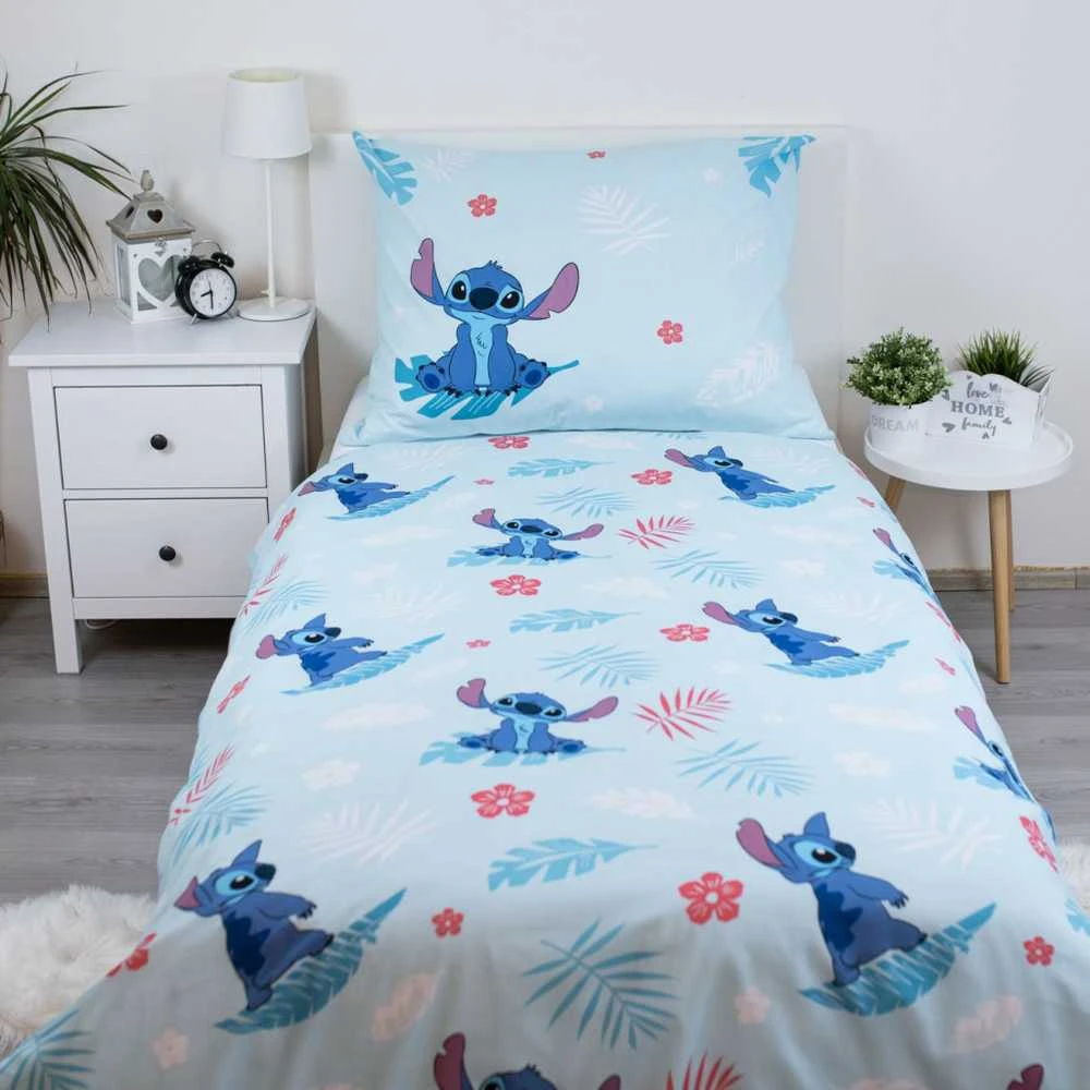 Patalynė bawełniana 140x200 Lilo i Stitch mėlyna poszewka 70x90 JF24