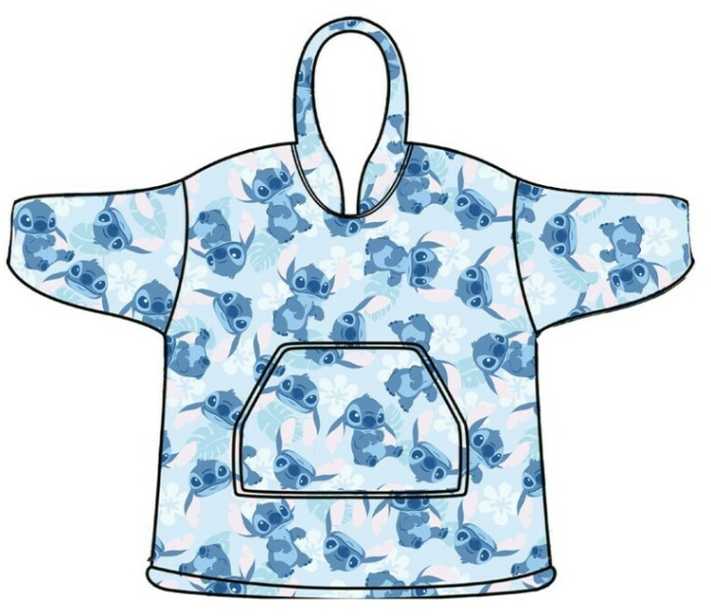 Disney Lilo ir Stitch mėlynas suaugusiųjų megztinis su polarinės vilnos pledu, ponču