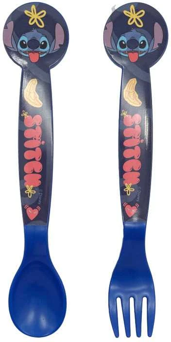 STOR Disney Stitch - plastikinių stalo įrankių rinkinys iš Palms kolekcijos (šaukštas ir šakutė)
