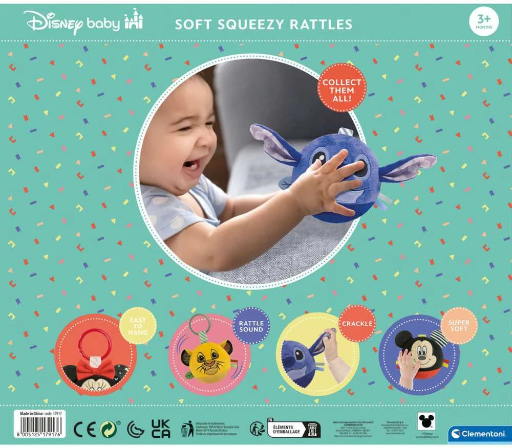 Disney Lilo ir Stitch pliušinis kamuoliukas, kūdikio barškutis Clementoni