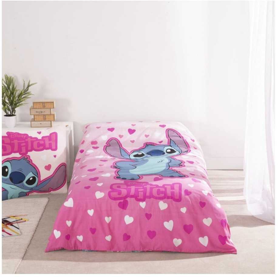 Disney Lilo ir Stitch rožinės širdelės formos patalynės užvalkalas 140–200 cm, 65 x 65 cm