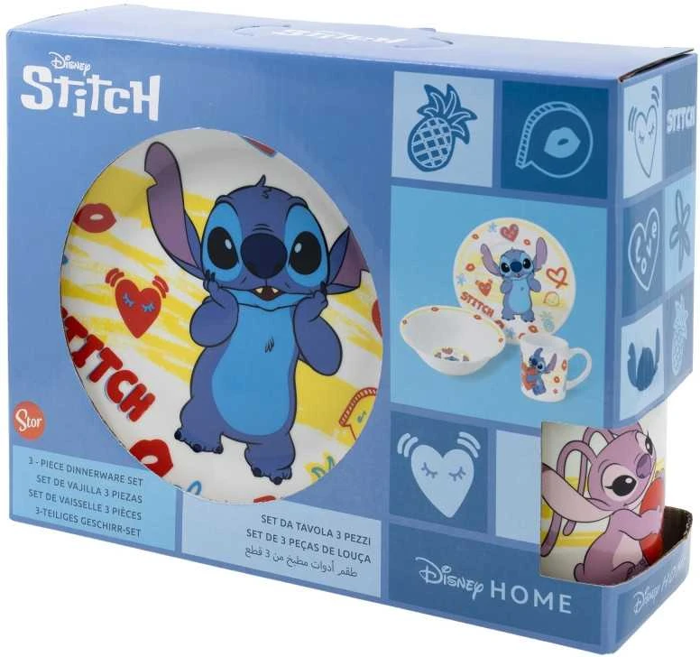 Stor Disney Lilo and Stitch, porcelianinis vakarienės rinkinys dekoratyvinėje dėžutėje su šuns širdies motyvu su žvaigždute
