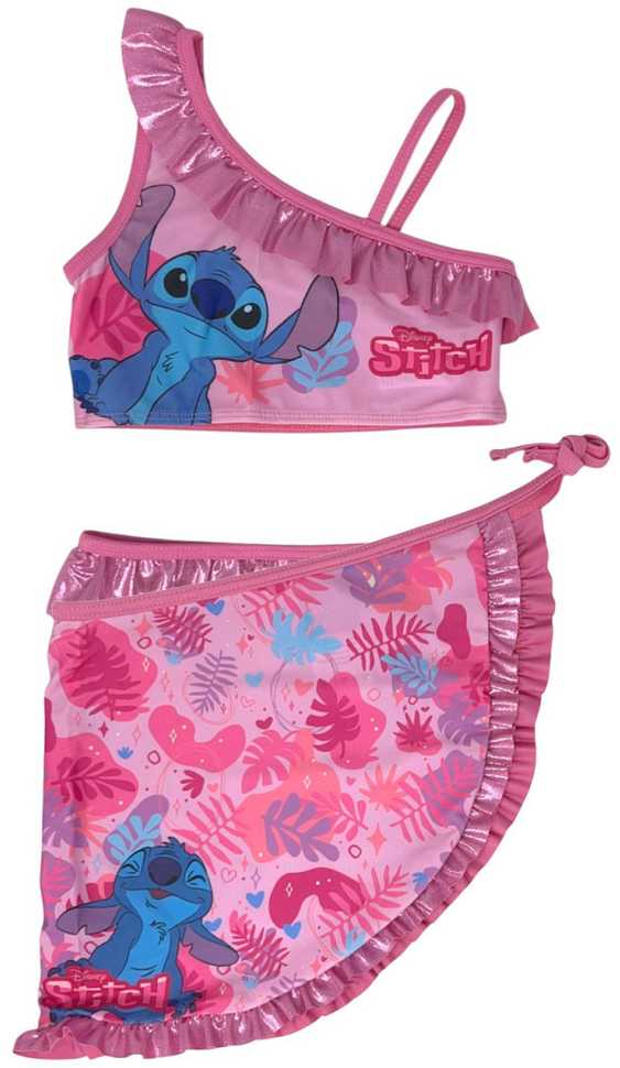 Disney Lilo ir Stitch Tropic Rožinė vaikiškas bikini ir sarongo komplektas 9/10 metų