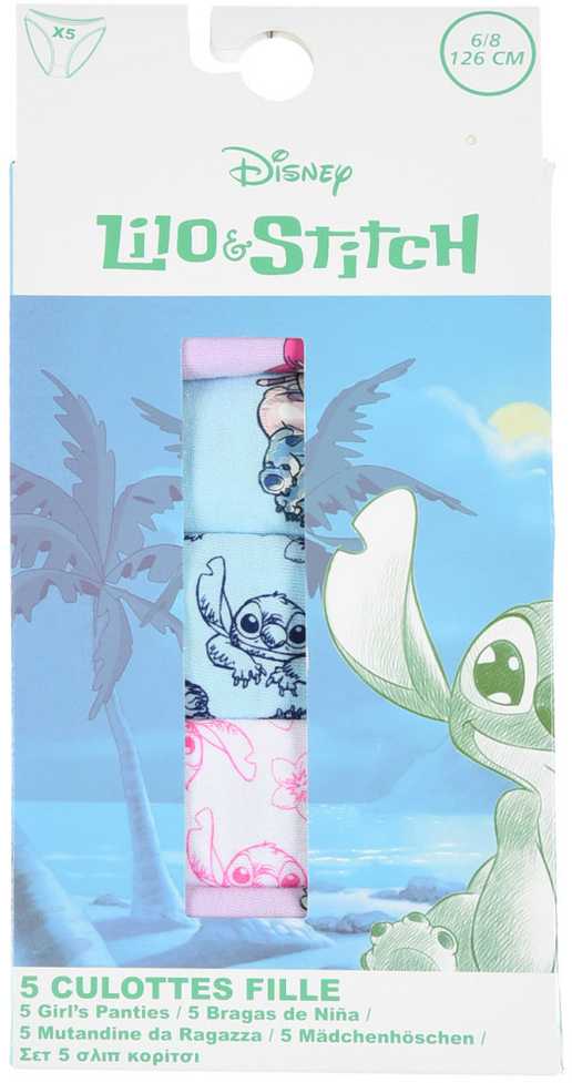 Disney Lilo ir Stitch vaikiški apatiniai, kelnaitės (5 vnt. pakuotėje), 6/8 metų