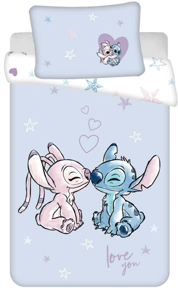 Patalynė bawełniana 100x135 Lilo i Stitch šviesiai violetinė poszewka 40x60 JF 24