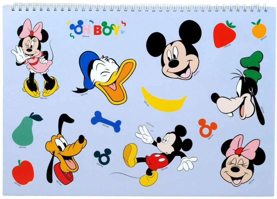 Disney Mickey Oh Boy A/4 spiralinė eskizų knygelė su 40 lapų ir lipdukais