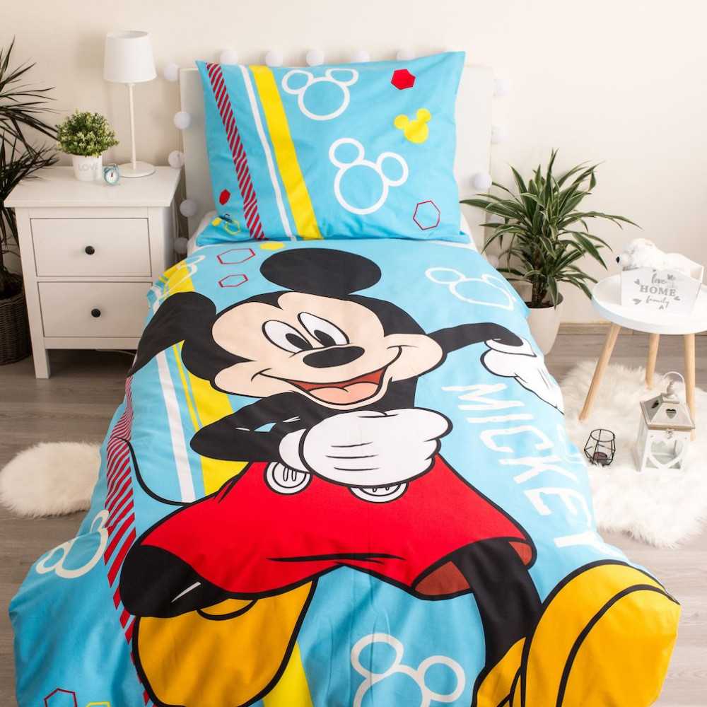 Patalynė świecąca w ciemności 140x200 Myszka Miki mėlyna 7844 Mickey Mouse bawełniana poszewka 70x90