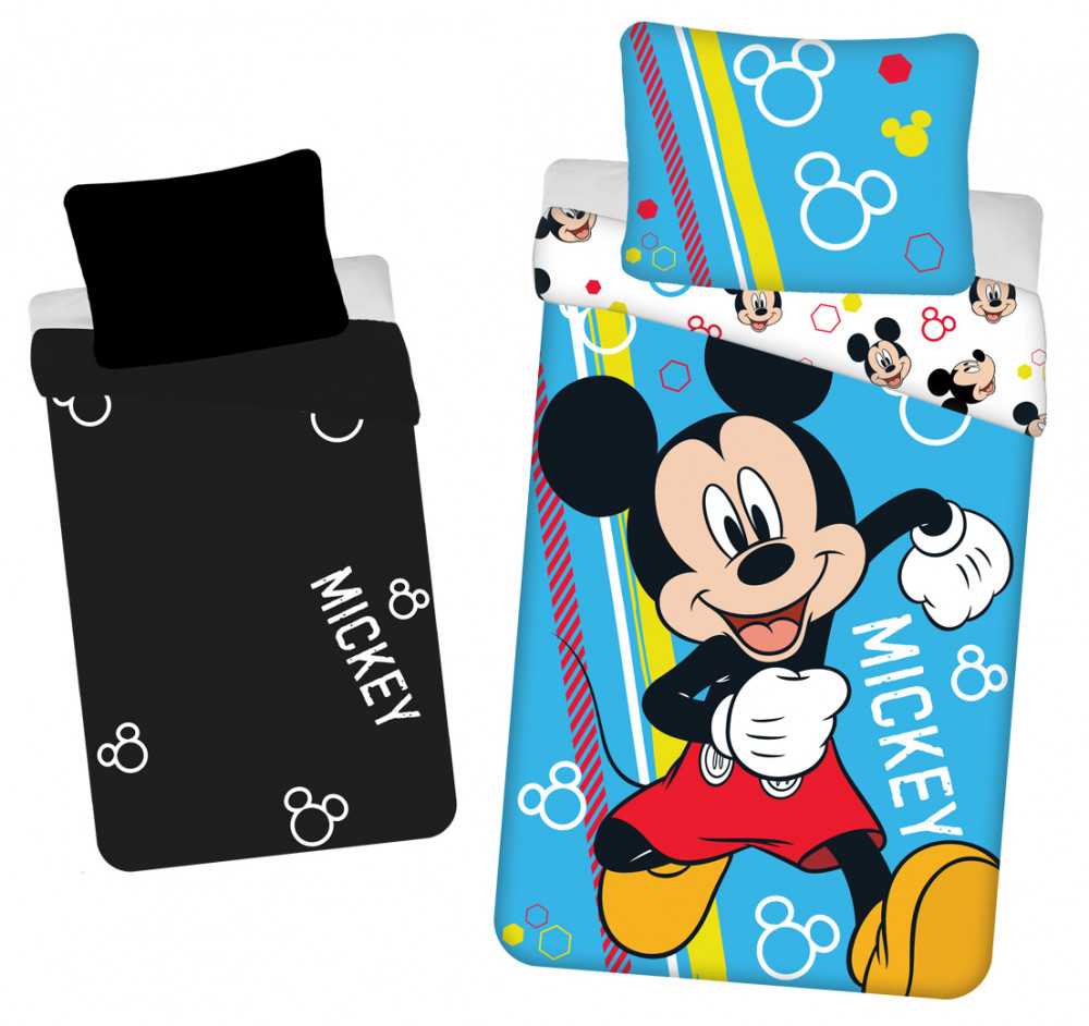 Patalynė świecąca w ciemności 140x200 Myszka Miki mėlyna 7844 Mickey Mouse bawełniana poszewka 70x90