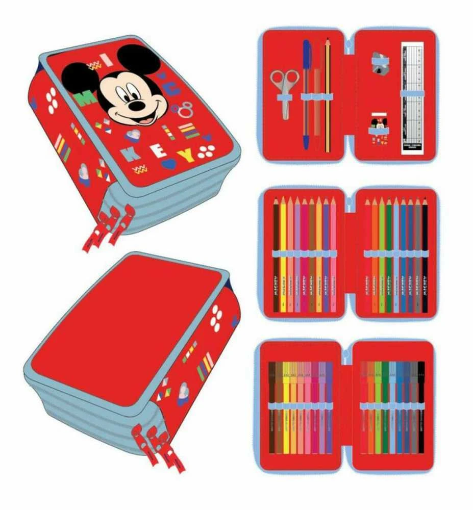 Trigubas penalas Mickey Mouse 43 Dalys Raudona (12 x 19,5 x 6,5 cm)
