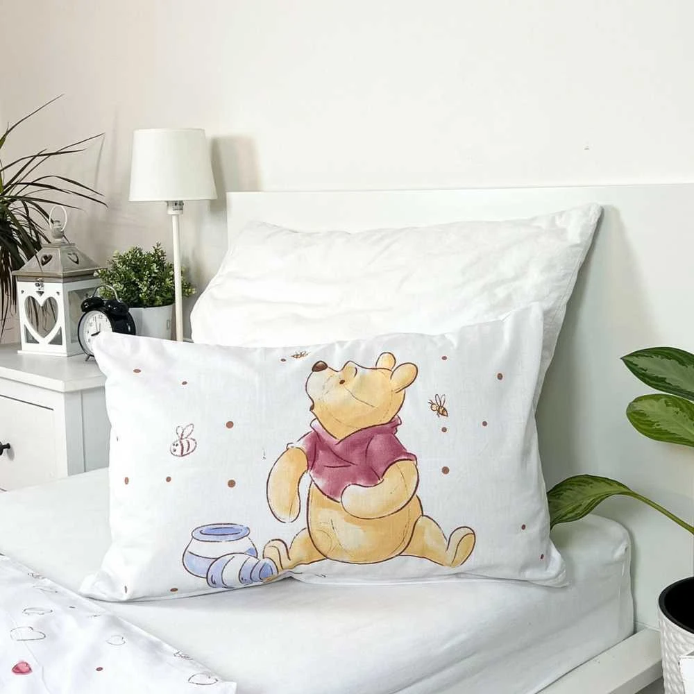 Patalynė bawełniana 100x135 Mikė Pukuotukas Przyjęcie urodzinowebiała kolorowa poszewka 40x60 JF24
