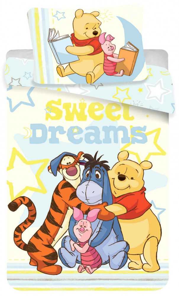 Patalynė bawełniana 140x200 Mikė Pukuotukas 5321 Sweet Dreams gwiazdki poszewka 70x90 Tigriukas Prosiaczek Kłapouchy Winnie the Pooh dziecięca