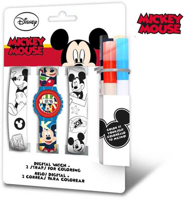 Disney Mikio ir linksmybių skaitmeninis laikrodis + spalvotas laikrodžio dirželis