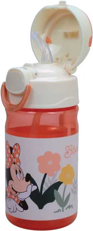Disney Minnie gėlių formos plastikinis butelis su kabliuku 350 ml