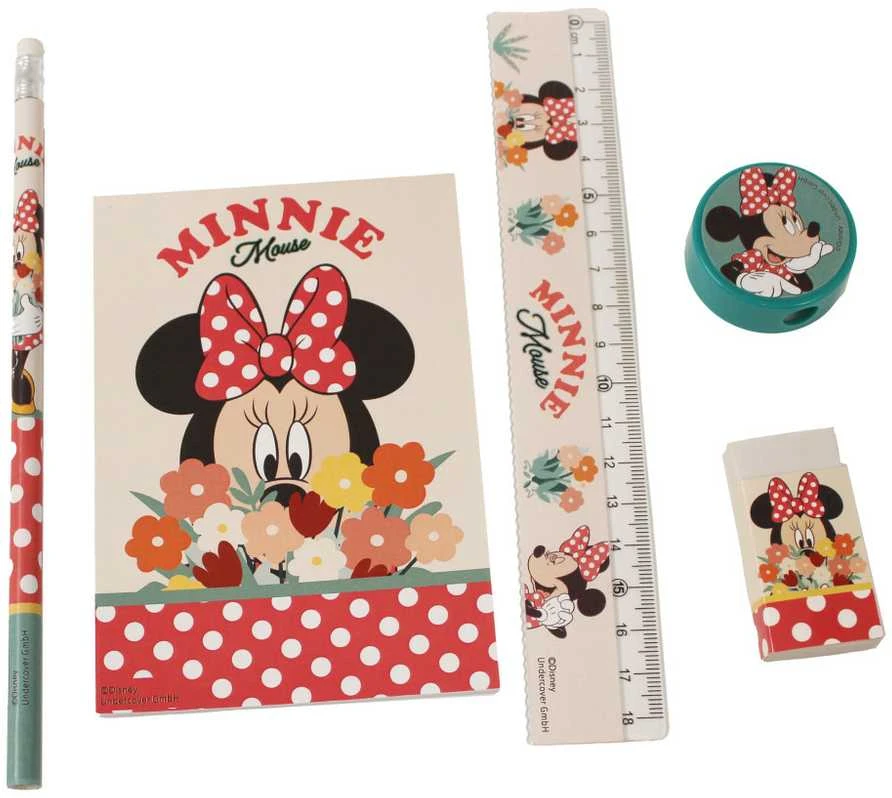 Disney Minnie gėlių raštinės reikmenų rinkinys, 5 dalys
