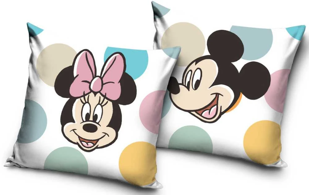 Užvalkalas dekoracyjna 40x40 Mickey i Minnie balta kolorowa welwetowa 12 Carbotex