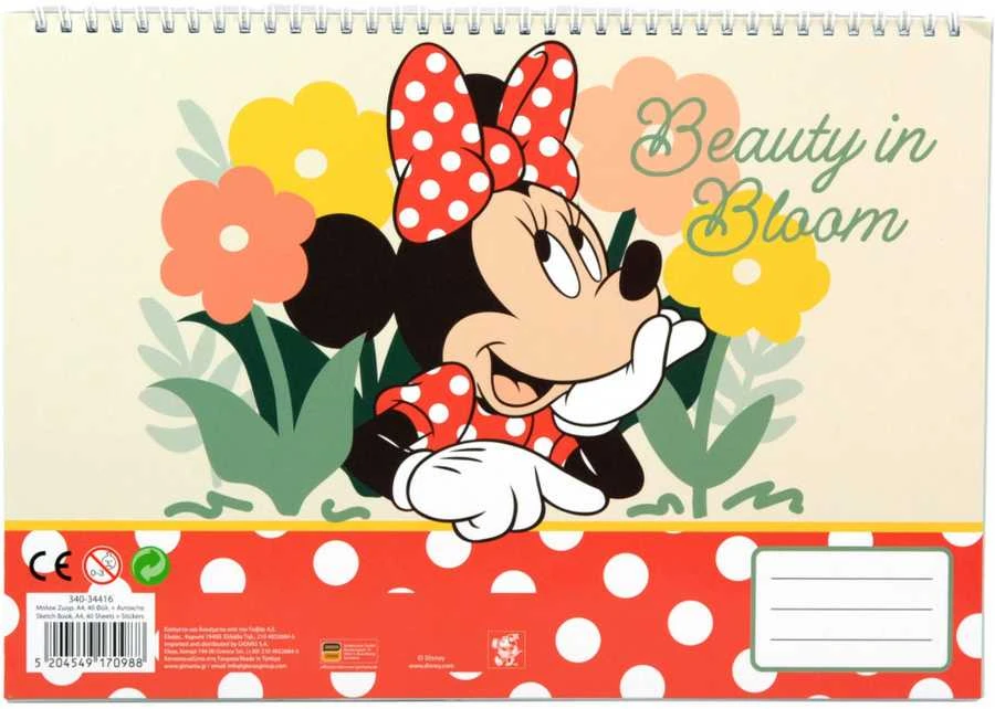 Disney Minnie Nomadic Spirit A/4 spiralinis eskizų sąsiuvinis su 40 lapų ir lipdukais